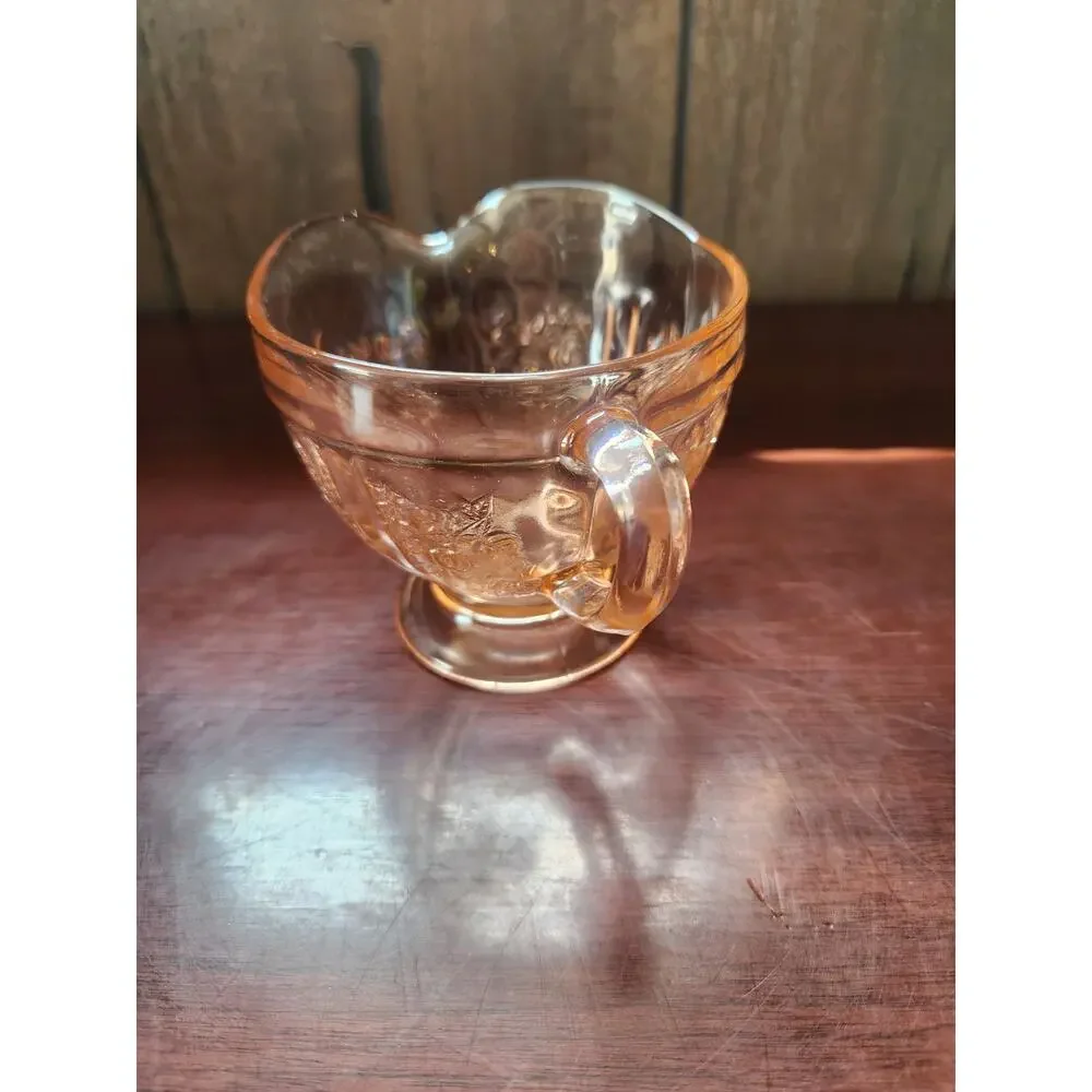 Vintage Anchor Hocking Mayfair Open Rose Pink Depression Glass Creamer